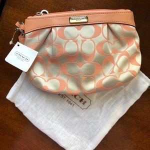 Coach Signature Collection Peach Pleated Wristlet